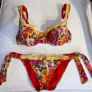 Betsy Johnson Crochet Colorful Bikini